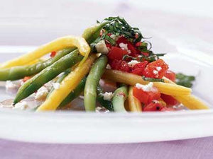 Yellow & Green Bean Salad with Chunky Tomato Dressing
